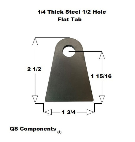 1/2" Hole 1/4" Thick 2 1/2" Tall Steel Chassis / Rod End Flat Tab Weldable