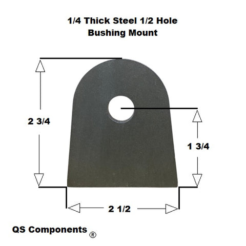 Bushing Mount Tab 1/2" Hole 1/4" Thick 2 3/4" Tall Chassis Flat Tab (Sold In Pairs)