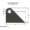 Offset Tab 1/2" Hole 1/4" Thick 2 1/2" Tall 3" Base Chassis Flat Tab (Sold In Pairs)