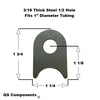 1/2" Hole 3/16" Thick 1 3/4" Tall (Fits 1" Dia. Tubing) Steel Chassis / Rod End Radius Tab Weldable