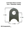 1/2" Hole 3/16" Thick 1 3/4" Tall (Fits 1" Dia. Tubing) Steel Chassis / Rod End Radius Tab Weldable