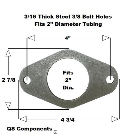 3/8" Bolt Holes 3/16" Thick Steel (Fits 2" Dia. Tubing) Tube Flange Mount
