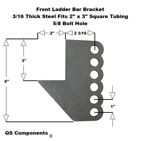 Front Ladder Bar Bracket Fits 2" x 3" Crossmember 5/8 Hole