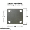 4 Bolt Flange Mount 1/2" Bolt Holes 3/16" Thick Steel 3 1/2" x 3 1/2" Sq.