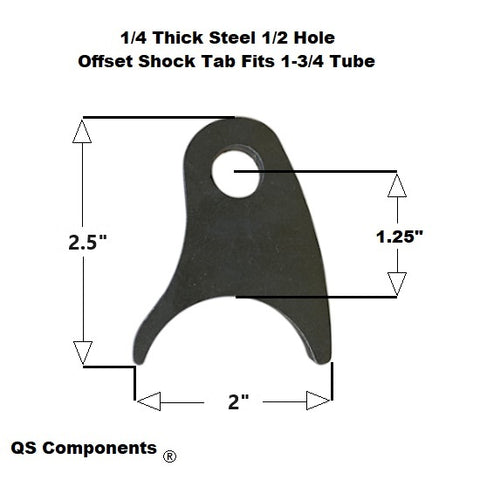 Offset Shock Tab 1/2" Hole 1/4" Thick 2 1/2" Tall (Fits 1 3/4" Dia. Tubing)