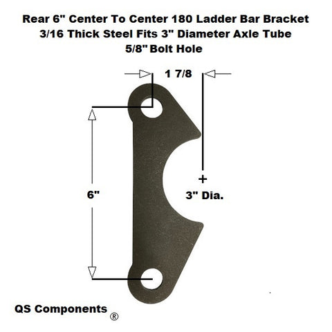 Rear 180 Ladder Bar Brackets 6" Centered Hole Spacing Fits 3" Axle Tube 5/8 Hole (Qty 4)