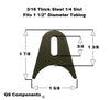 1/4" Slot 3/16" Thick 1 7/8" Tall (Fits 1 1/2" Dia. Tubing) Steel Chassis / Rod End Radius Tab Weldable