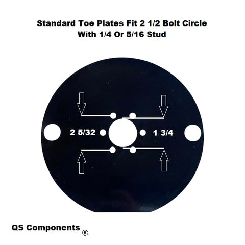 Standard Go Kart / Quarter Midget Toe Plates Powder Coated Black (2 1/2" Bolt Circle) 1/4 Or 5/16 Stud