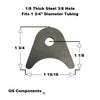 3/8" Hole 1/8" Thick 1 3/4" Tall (Fits 1 3/4" Dia. Tubing) Steel Chassis / Rod End Radius Tab Weldable