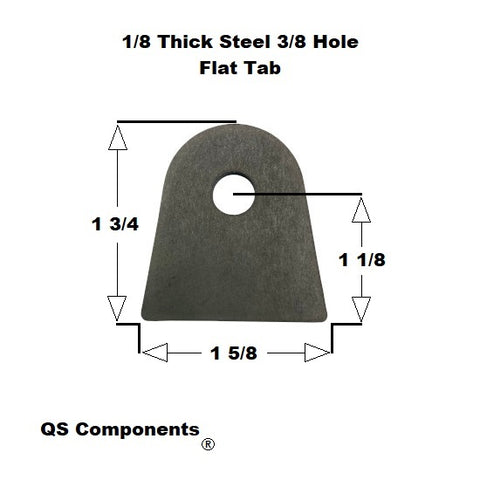 3/8 Hole 1/8 Thick 1 3/4 Tall Steel Chassis / Rod End Flat Tab