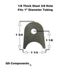 3/8" Hole 1/8" Thick 1 3/4" Tall (Fits 1" Dia. Tubing) Steel Chassis / Rod End Radius Tab Weldable