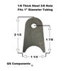 3/8" Hole 1/8" Thick 2 1/2" Tall (Fits 1" Dia. Tubing) Steel Chassis / Rod End Radius Tab Weldable