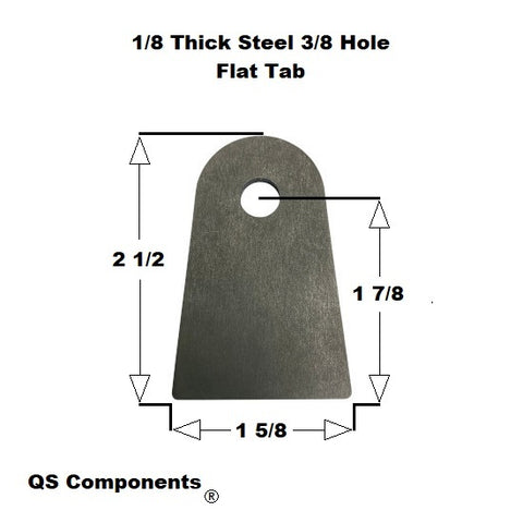 3/8" Hole 1/8" Thick 2 1/2" Tall Steel Chassis / Rod End Flat Tab Weldable