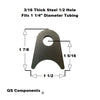 1/2" Hole 3/16" Thick 1 7/8" Tall (Fits 1 1/4" Dia. Tubing) Steel Chassis / Rod End Radius Tab Weldable