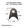 1/2" Hole 3/16" Thick 1 7/8" Tall (Fits 1 1/8" Dia. Tubing) Steel Chassis / Rod End Radius Tab Weldable