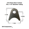 1/2" Hole 3/16" Thick 1 7/8" Tall (Fits 1 1/2" Dia. Tubing) Steel Chassis / Rod End Radius Tab Weldable