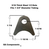 1/2" Hole 3/16" Thick 1 7/8" Tall (Fits 1 3/4" Dia. Tubing) Steel Chassis / Rod End Radius Tab Weldable