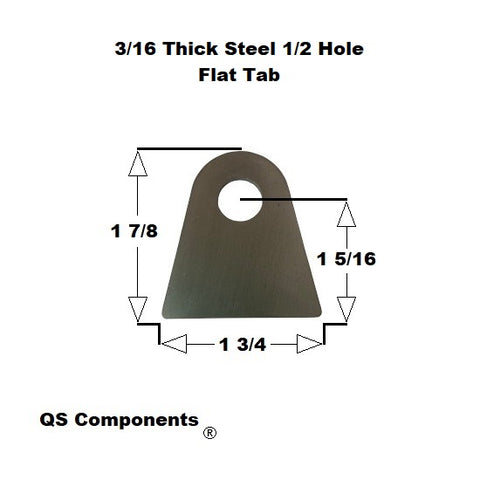 1/2" Hole 3/16" Thick 1 7/8" Tall Steel Chassis / Rod End Flat Tab Weldable