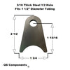 1/2" Hole 3/16" Thick 2 1/2" Tall (Fits 1 1/2" Dia. Tubing) Steel Chassis / Rod End Radius Tab Weldable