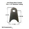1/2" Hole 3/16" Thick 2 1/2" Tall (Fits 1 1/4" Dia. Tubing) Steel Chassis / Rod End Radius Tab Weldable