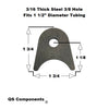 3/8" Hole 3/16" Thick 1 3/4" Tall (Fits 1 1/2" Dia. Tubing) Steel Chassis / Rod End Radius Tab Weldable