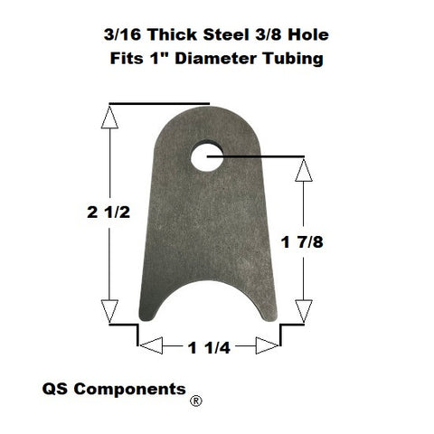 3/8" Hole 3/16" Thick 2 1/2" Tall (Fits 1" Dia. Tubing) Steel Chassis / Rod End Radius Tab Weldable
