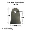3/8" Hole 3/16" Thick 2 1/2" Tall Steel Chassis / Rod End Flat Tab Weldable