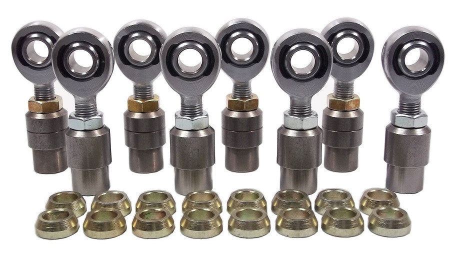 3/8''-24 MALE LH + RH 3/8'' BORE CHROMOLY HEIM JOINT ROD END W/ JAM NUTS KIT