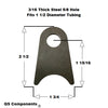 5/8" Hole 3/16" Thick 2 1/2" Tall (Fits 1 1/2" Dia. Tubing) Steel Chassis / Rod End Radius Tab Weldable