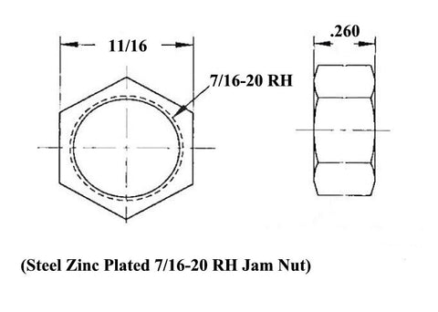 7/16 x 7/16-20 Chromoly 4 Link Kit With 7/16 Steel Cone Spacers, Weld-In Bungs .065 & Jam Nuts