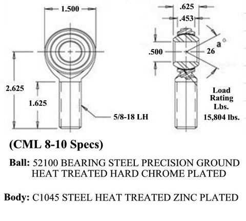 1/2 x 5/8-18 Economy 4 Link Kit With 1/2 To 3/8 High Misalignment Spacers, Weld-In Bungs .120 & Jam Nuts