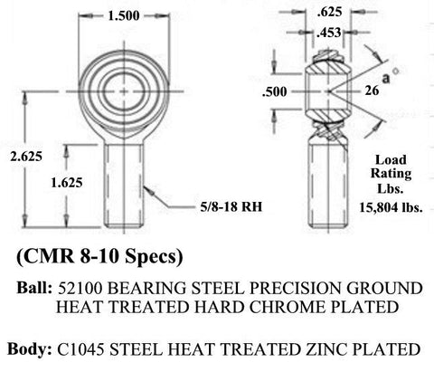 1/2 x 5/8-18 Economy 4 Link Kit With 1/2 To 3/8 High Misalignment Spacers, Weld-In Bungs .120 & Jam Nuts