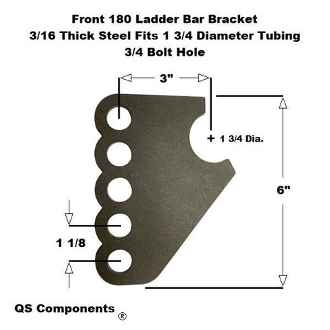 Front 180 Ladder Bar Bracket Fits 1 3/4" Crossmember 3/4 Hole