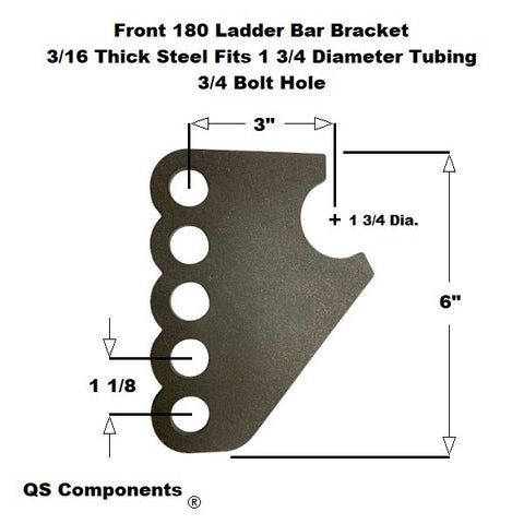Front 180 Ladder Bar Brackets Fits 1 3/4" Crossmember 3/4 Hole (Qty 4)
