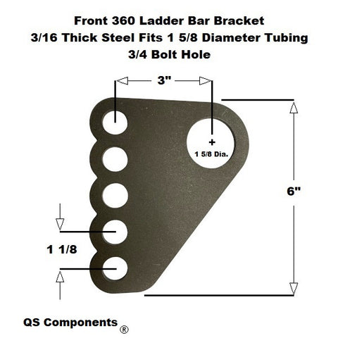 Front 360 Ladder Bar Brackets Fits 1 5/8" Crossmember 3/4 Hole (Qty 4)