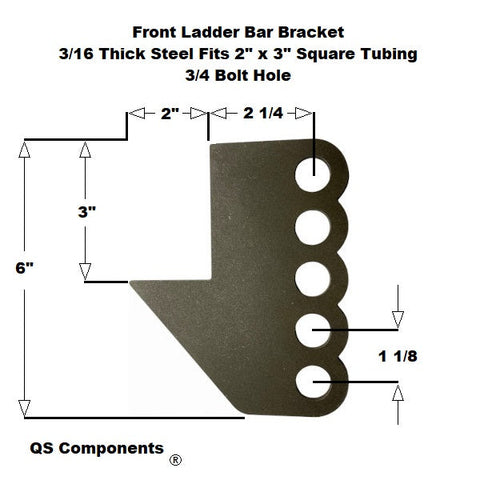 Front Ladder Bar Bracket Fits 2" x 3" Crossmember 3/4 Hole