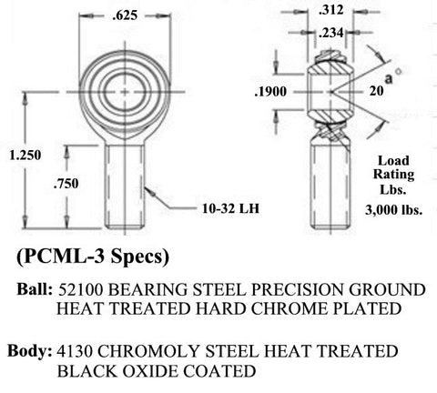 Chromoly Quarter Scale Car Black Oxide Rod End Kit (PCM Series 2 Piece Rod Ends)