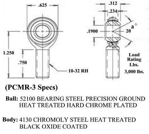 Chromoly Quarter Scale Car Black Oxide Rod End Kit (PCM Series 2 Piece Rod Ends)