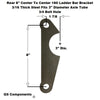 Rear 180 Ladder Bar Bracket 8" Centered Hole Spacing Fits 3" Axle Tube 3/4 Hole