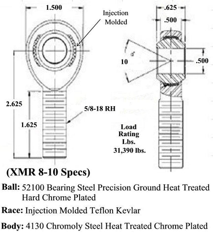 1/2 x 5/8-18 Chromoly 4 Link Kit With 1/2 Steel Cone Spacers, Weld-In Bungs .095 & Jam Nuts
